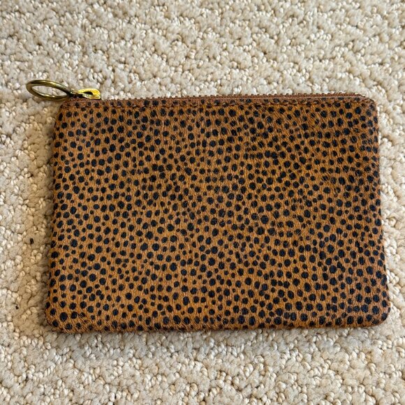 Madewell Leather Calf Hair Spotted Pouch Wallet Bittersweet #K4595 Boho Preppy - Picture 3 of 14